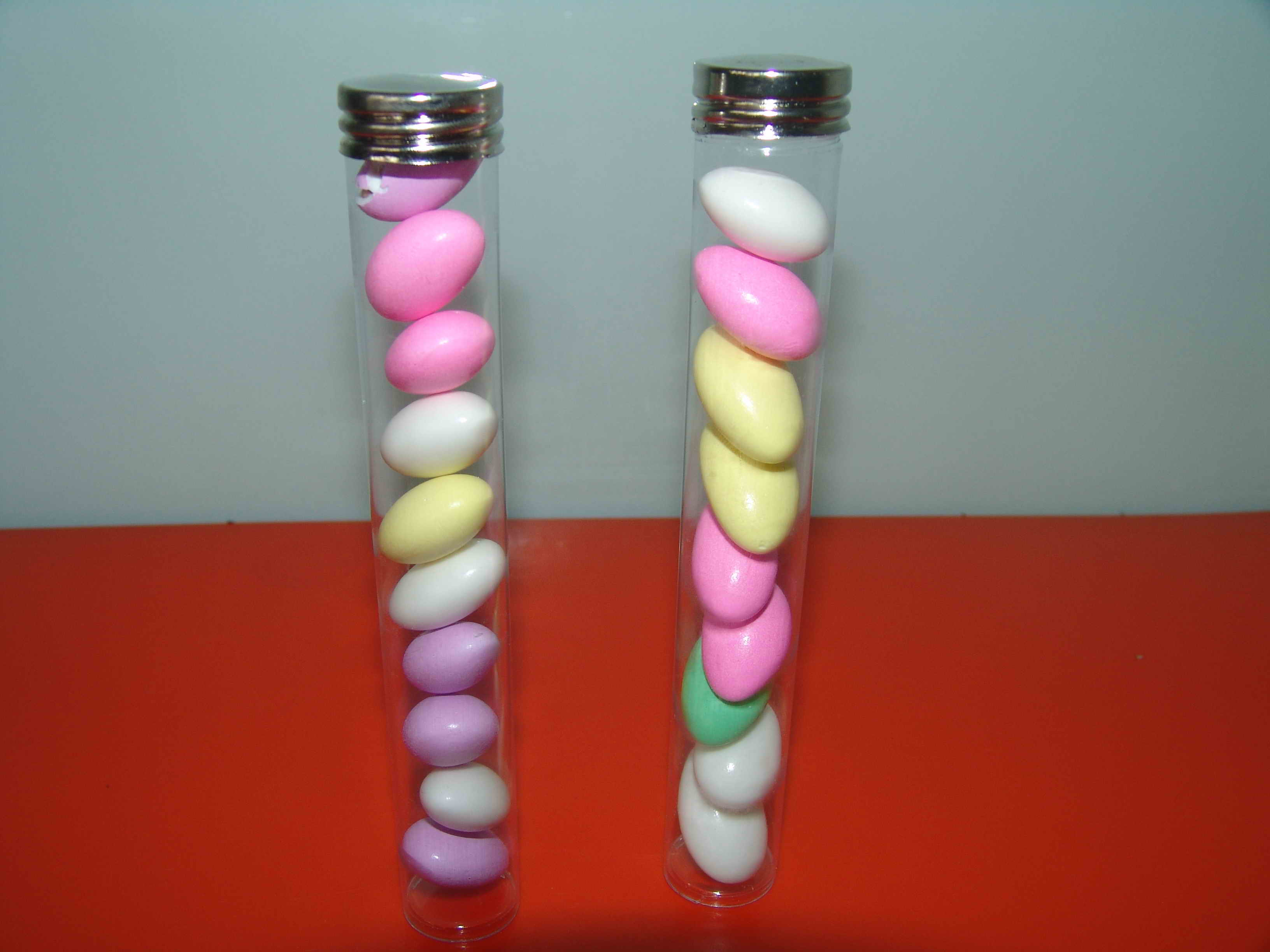 Plastic Tubes, Clear PET Tubes with Silver Metal Screw Caps square